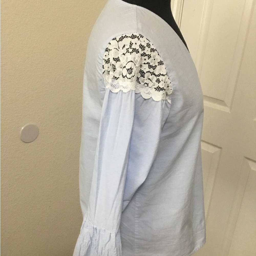 Zara Basic Collection Top, Size Large, Blue With … - image 3